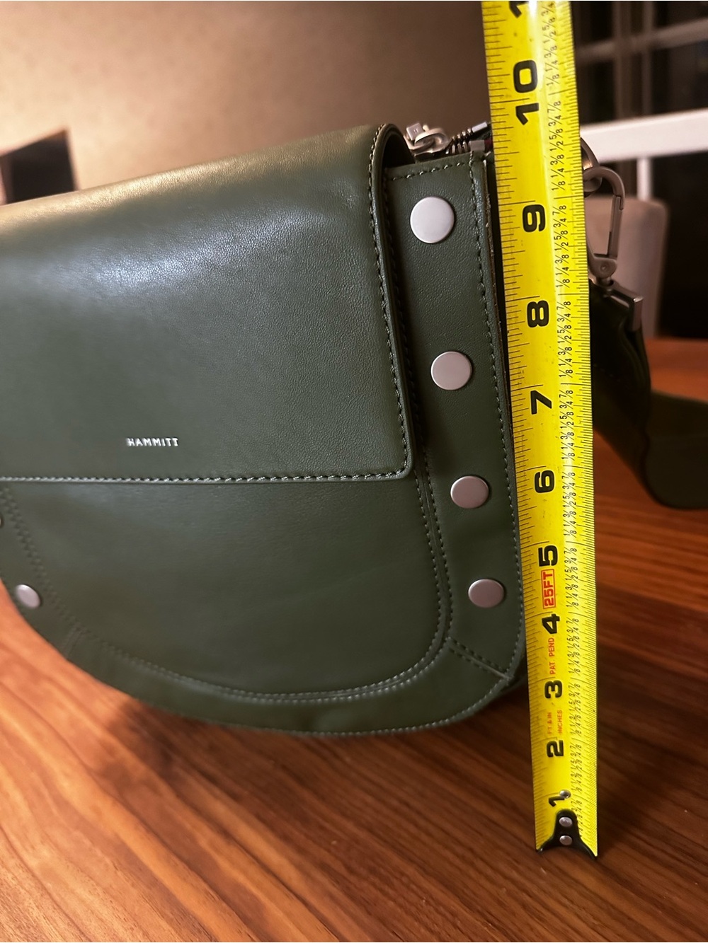 Hammitt Olive Green Leather Studded Saddle Bag - Picture 11 of 12